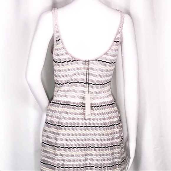 La Vie xRebecca Taylor White Lavender Stripes Gold Trim Hem Sweater Dress SzM - Picture 12 of 16